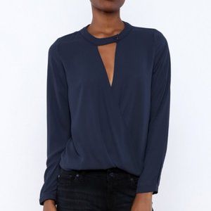 😊 Everly Keyhole Wrap High Low Shirt Top Blouse